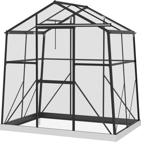 Outsunny Szklarnia z Aluminium Czarna 131x192x203cm | Aosom PL