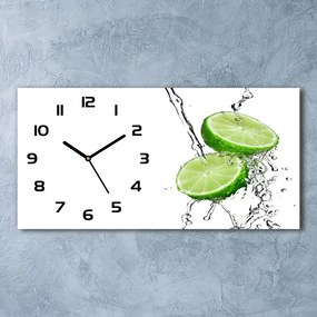 Zegar ścienny szklany cichy Limonki i woda