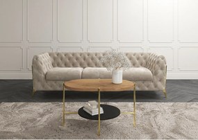 Nowoczesny stolik kawowy Dancan ARENA / złota podstawa + dębowy i czarny blat