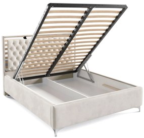 Białe pikowane łóżko w stylu glamour P5-Z45