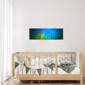 Obraz niebieskiej abstrakcji (z zegarem) (90x30 cm)