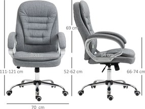 HOMCOM Fotel biurowy ergonomiczny obrotowy 360 stopni regulacja wysokości funkcja przechylania szary len | Aosom PL