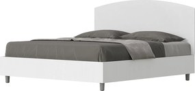 Łóżko wyposażone w stelaż z listwami 160x200 konstrukcja Frassino biała zagłówek sztucznej skóry Biały Antilia
