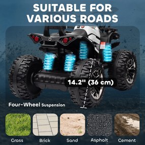 HOMCOM Elektryczny quad dla dzieci, prędkość 3-8 km/h, czas jazdy 45 min, reflektor LED, odtwarzacz muzyczny USB, dla dzieci 3-5 lat | Aosom PL