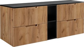 Szafka łazienkowa, dąb Craft / czarny, 180 (2 x 80 + 20) x 58,6 x 46 cm