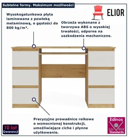 Duże biurko gabinetowe z szufladami dąb artisan + biały C1-M25