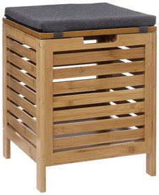Stołek łazienkowy BAMBOO z koszem na pranie, 2w1