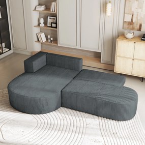 Masseno Narożnik CORTIO z funkcją spania i pojemnikiem na pościel Narozniki L, Rozkładana sofa - Szary, POSO 60