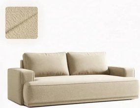 Sofa z Funkcją Spania CAMELIA Beżowa Boucle Japandi