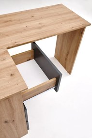 Biurko narożne BEGA dąb artisan/grafitowe HALMAR