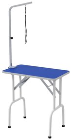 PawHut Stół do pielęgnacji zwierząt, do strzyżenia, szczotkowania i kąpieli, metalowy, niebieski