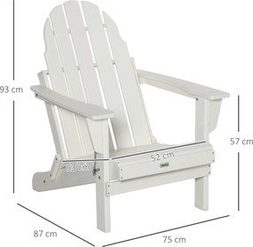 Outsunny krzesło ogrodowe Adirondack kolor biały 75 cm x 87 cm x 93 cm