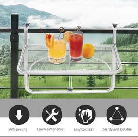 Outsunny Stół Wiszący Balkonowy Kwadratowy Regulowana Wysokość Metalowy Biały 60x565x45cm | Aosom PL