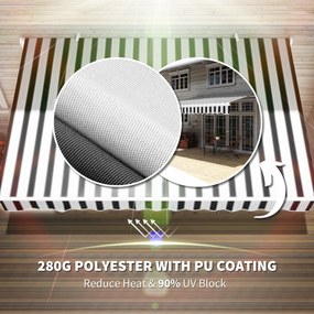 Outsunny Markiza Balkonowa Przegubowa Manualna 395x245cm Ochrona Przed Słońcem Montaż Ścienny Aluminium Biały Szary | Aosom PL