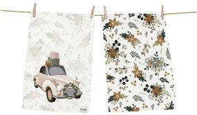 Bawełniane ścierki ze świątecznym motywem zestaw 2 szt. 50x70 cm Festive Car – Butter Kings