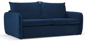 Ciemnoniebieska aksamitna rozkładana sofa 214 cm Vienna – Cosmopolitan Design