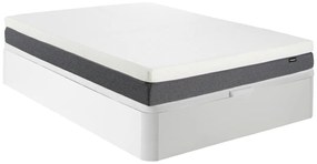 Zestaw 140 x 190 cm stelaż z białą skrzynią + materac o grub. 25 cm z 7-strefową pianką o wysokiej gęstości, pamięcią kształtu i zdejmowanym pokrowcem - RIAU marki YSMÉE