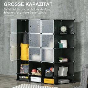 HOMCOM Modułowa Szafa do Przechowywania, 16 Komór, Plastik, Stal