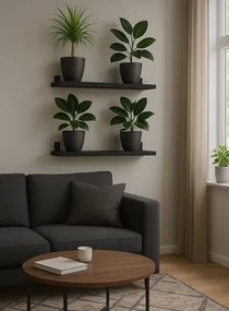 Dwie czarne półki ścienne na kwiaty 80 cm - Castello 4X