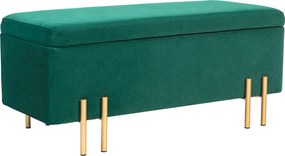 HOMCOM Ławka Tapicerowana z Przestrzenią do Przechowywania, Metal, Drewno Gummiholz, Pianka, 100 x 40 x 42 cm, Zielony