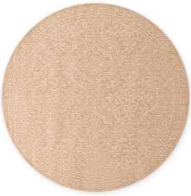 Dywan zewnętrzny dwustronny Duet Ornament beżowo-kremowy 160 cm x 160 cm koło