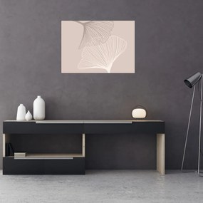 Obraz na szkle - Beżowe liście N⁰2 (70x50 cm)