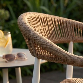 Krzesło Ogrodowe Białe 56x60x78 cm Plecione Brązowe Sznurki Nowoczesne