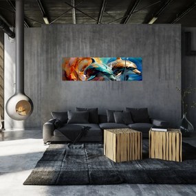 Obraz - Malowanie delfinów (170x50 cm)