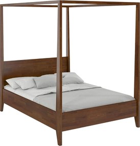 Łóżko bukowe Visby CANOPY z baldachimem, 140x200, orzech