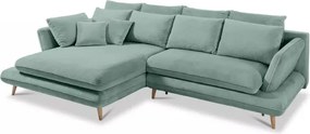 Narożnik MONTE Lewostronny z funkcją spania, pojemnikiem i poduszkami, Sorriso 08 Miętowy WERSAL