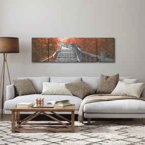 Obraz - Schody w naturze, pomarańczowy (170x50 cm)