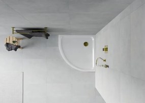 Mexen Flat brodzik półokrągły slim 90 x 90 cm, biały, syfon złoty - 41109090G