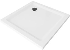 Mexen Flat brodzik kwadratowy slim 90 x 90 cm, biały, syfon czarny - 40109090B
