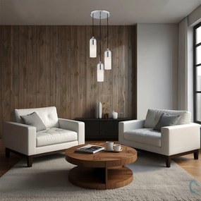 Lampa wisząca do salonu nad stolik kawowy, trzy klosze - Burgos Chrom