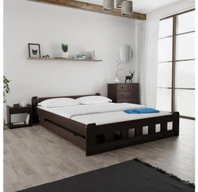 Łóżko Naomi podwyższone 140 x 200 cm, orzech Stelaż: Ze stelażem listwowym elastycznym, Materac: Materac Coco Maxi 20 cm