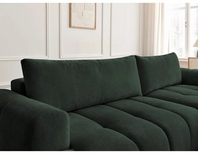 Zielony rozkładany/ze schowkiem narożnik (prawostronny/z szezlongiem) Fuji – Bobochic Paris