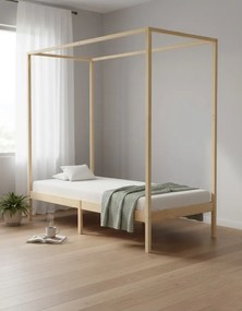 Łóżko z baldachimem w kolorze naturalnego drewna sosnowego 100x200cm Z3-W28