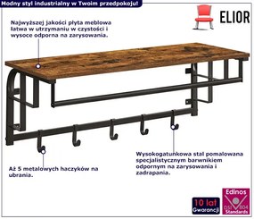 Industrialny Wieszak Drewniany Na Ubrania Z Półką D4-E95