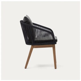 Czarny drewniany fotel ogrodowy Portalo – Kave Home