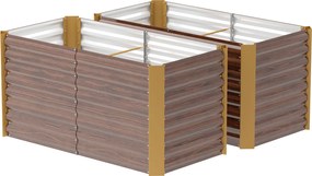 Outsunny Zestaw 2 wysokich grządek, donica, extra głęboka, metalowa, 120 x 60 x 60 cm Brąz