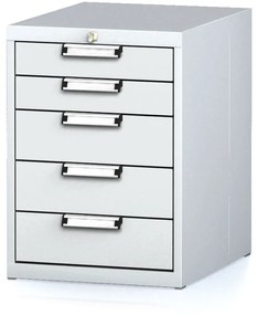 Kontenerek warsztatowy na narzędzia MECHANIC, 5 szuflad, 480 x 600 x 662 mm, szare drzwi