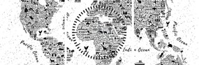 Obraz - Mapa piktogramów (z zegarem) (90x30 cm)