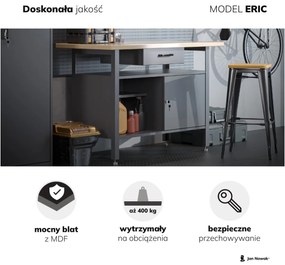 Stół warsztatowy ERIC, 1200 x 850 x 600 mm, antracytowo-czerwony