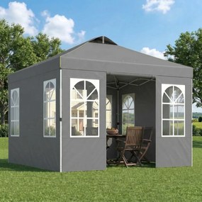 Outsunny Pawilon 3x3m Wodoodporny Stabilny Zimoodporny Pop-up Składany Pawilon, Jednoprzyciskowy Montaż, UV 50+ Ciemnoszary | Aosom PL