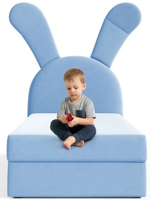 Niebieskie łóżko kontynentalne dla dziecka 100x200 cm N8-M53