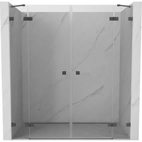 Mexen Lunar Duo drzwi prysznicowe uchylne 170 cm, transparent, gun gray szczotkowany - 834D-170-000-66-00
