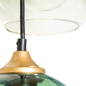 Inteligentna lampa wisząca mosiężna z niebieskim i zielonym szkłem 8-punktowa z 8 Wifi G95 - Sandra