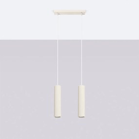 Lampa wisząca KARBON 2 beżowa ryflowana SOLLUX  LIGHTING