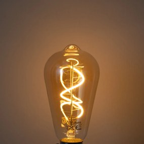 Set van 5 E27 dimbare LED lampen spiraal filament ST64 goud 4W 270 lm 2100K