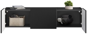 Szafka RTV Malmi 150 cm wisząca - czarny mat / czarny